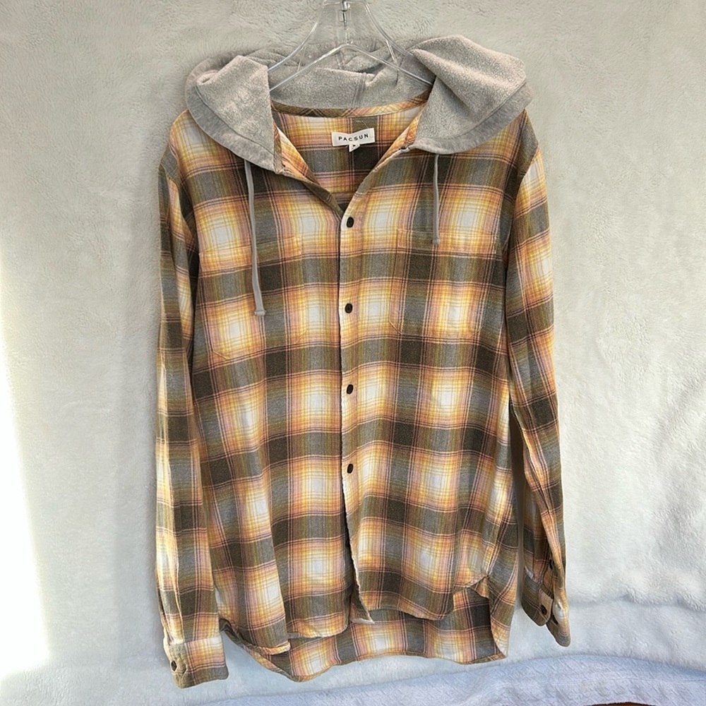 Pacsun Men’s hooded flannell Medium